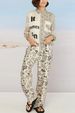 Women's Clothing Leisure Vacation Animal Print Long Sleeve Shirt Trousers Two Piece Set_ecoleips.com