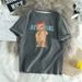 Dongdaemun Women's Short Sleeve T-Shirt Bear Print Versatile Base Layer Top for Summer Student Fashion_ecoleips.com