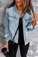Vintage Washed Denim Jacket For Women – Non-Stretch Distressed V-Neck Long Sleeve Coat (S-2XL, Dark/Light Blue)_ecoleips.com