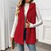 Double-Sided Fleece Hooded Button Cardigan - Women's Casual Vest For Autumn & Winter, Solid Color Lightweight Layering Piece_ecoleips.com