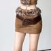 Wasteland Tribe Style Furry Patchwork Set For Women, Slim Fit Backless Tube Top, Low Waist Bodycon Slimming Skirt_ecoleips.com