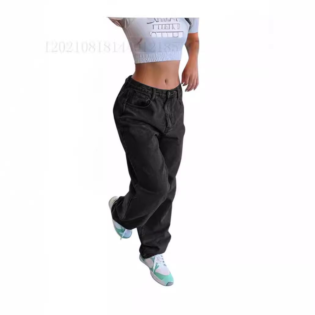 European and American foreign trade cross border supply casual retro loose denim trousers for women_ecoleips.com
