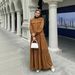 Women's Lantern Sleeve Long Dress with Lace Trim And Ruffled Collar Available in Malaysia And Indonesia_ecoleips.com
