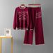 Women's Solid Color Two Piece Knit Set Round Neck Jacquard Knit Top With Wide Leg Pants Trendy Loose Wool Casual Suit For Autumn And Winter_ecoleips.com