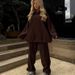 Casual European And American Fleece Women's Suit Loose Long-sleeved Hooded Sweater Elastic Wide-leg Pants Two-piece Set For Women_ecoleips.com