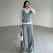 Women's Clothing Solid Color V Neck Slim Fit All Match Vest Trousers Two Piece Set_ecoleips.com