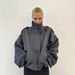 Aria Basics Cross-Border European And American High-Quality Elegant Gray Stand Collar Woolen Coat For Women Autumn Winter Loose_ecoleips.com