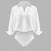 Women's Clothing Fashionable Design Women's Lapel Jumpsuit Slim Fit Mid Sleeve Shirt Top For Formal & Casual For Women_ecoleips.com