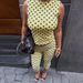 Women's Fashion Polka Dot Sleeveless Backless Top And Slim Fit Cropped Pants Set Spring New Style_ecoleips.com