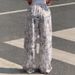 Women's Y2K Street Style Stretch Wide Leg Pants European And American Fashion Belted Slimming Print Casual Trousers_ecoleips.com