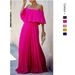 Women's Clothing Sexy One Shoulder Off Shoulder Pleated Chiffon Dress_ecoleips.com