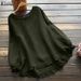 Women's Clothing Women's Cotton And Linen Top Round Neck Long Sleeve Ruffled Hem Loose Fitting For Formal & Casual_ecoleips.com