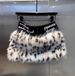 Leopard Print Fur Patchwork Slimming A-Line Midi Skirt Low Waisted Sexy Mini Skirt/Pants for Women Autumn/Winter Style_ecoleips.com