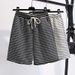 Black And White Striped Shorts Women's Summer New Five Point Wide Leg Pants Casual Running Sports Hot Pants Ins Slim_ecoleips.com