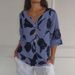 Women's Clothing Printed Cotton And Linen V Neck Short Sleeved Pullover Shirt Shirt Spring And Summer Casual Women's Wear_ecoleips.com