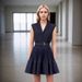 Verve Spring New Women's Fashion French Style Design Turn-down Collar Sleeveless Pleated Solid Color Short Dress_ecoleips.com