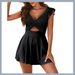 Slimming Solid Color Halter One Piece Swimsuit European American Style Quick Drying Skirt Style Tummy Concealing Hot Selling_ecoleips.com