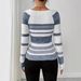 Colorblock Striped Knit Sweater – Women’s Long Sleeve Crewneck Pullover (S-XL, Polyester Blend, Soft & Breathable Everyday Essential)_ecoleips.com