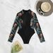 Aria Basics 2025 Cross-border European And American Foreign Trade One-piece Long-sleeve Surfing Sun Protection Swimsuit,_ecoleips.com