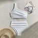 Solid Color One-Shoulder High-Waisted Bikini Set With Ruffle Detail, Trendy Two-Piece Swimsuit_ecoleips.com