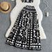 Women's Clothing Retro Jacquard Knitted Suit Sleeveless Vest Mid Length Skirt High End Lady Two Piece Suit_ecoleips.com