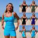 Women's Color Block Tankini Set Sporty Two Piece Swimsuit With Pockets Regular Fit For Spring/Autumn Summer_ecoleips.com