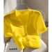 Women's Clothing Knitted Short Sleeved Straight Shoulder Temperament T Shirt_ecoleips.com