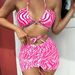 New 2025 Three Piece Swimsuit Women's Bikini with Drawstring Striped Print European And American Style Cross Border E Commerce_ecoleips.com