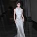 French Satin Light Wedding Niche High-End Halter Forest Style Outdoor Gown Super Fairy White Mermaid Reception Dress_ecoleips.com