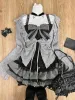 Sweet Lolita Early Autumn Three Piece Set Lace Up Ruffles Cardigan Sexy Slim Fit Strapless Vest Tops High Waist Ruched Skirts_ecoleips.com