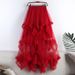 K Uneven Lace Edge Net Cake Skirt, Long Waist, Big Swing, Fairy Gauze Skirt, Long Dress._ecoleips.com