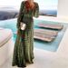 Women's Clothing New Green Gradient Spot Printing Fashionable Temperament Deep V Swing Dress_ecoleips.com