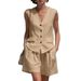 Women's Clothing Women's Simple Elegant Cotton Linen Two Piece Set Vest Shorts For Formal & Casual For Women_ecoleips.com