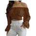 K Women's Off-shoulder Cross-strap Long-sleeved Top_ecoleips.com