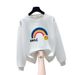 Women's Loose Fit Fleece Lined Thickened Sweatshirt European American Style Autumn Winter New Rainbow Letter Pure Cotton Top_ecoleips.com