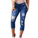 Summer High-Waisted Ripped Stretch Capri Pants for Women Slim Fit Versatile Denim Capri Pants_ecoleips.com