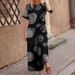 Women's Clothing Printed Cotton And Linen Job Floral Short Sleeved Casual Nine Point Pants Suit_ecoleips.com