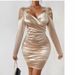 2025 Cross-Border European American Spring And Autumn New Satin Elegant Lace Bodycon Ruched Dress_ecoleips.com