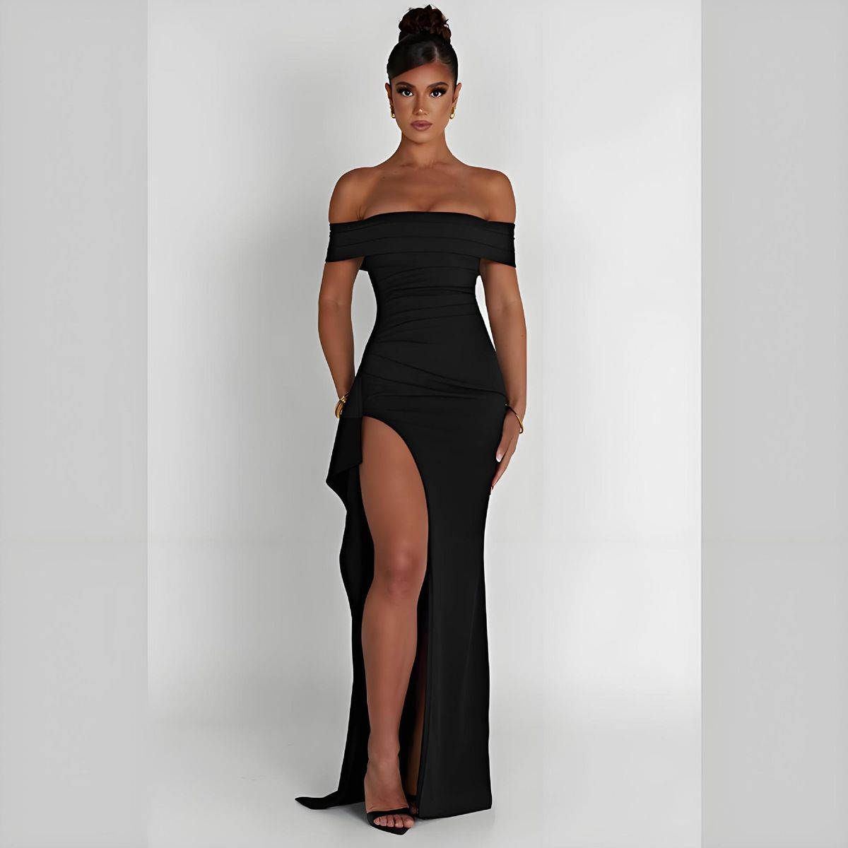 Women's Sexy Strapless Off Shoulder High Slit Backless Maxi Dress – Summer Evening Gown 2026_ecoleips.com
