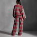 Vintage Grunge Checkered Tracksuit Set – Oversized Streetwear Joggers & Hoodie With Contrast Stitching (Blue-Grey/Red-Grey, S-5xl)_ecoleips.com