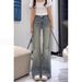 Vintage Distressed Non-tight-fitting Flared Jeans Women, Autumn And Winter, Fleece-lined, Plus Size, Slimming For_ecoleips.com