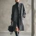 Women's Clothing Women's Thickened Loose Faux Fur Coat For Autumn Winter – Solid Color Long Sleeve Elegant Office Wear (Dark Grey, S/M/L/XL)_ecoleips.com