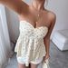 Women's Sexy Strapless Top European American Style Fashionable Pleated Jacquard Print Resort Style Top for Ladies_ecoleips.com