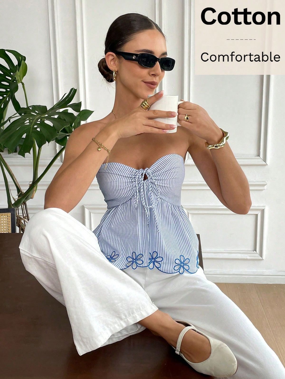 Retro Plaid Strapless Camisole for Women with Adjustable Shoulder Straps Sweet And Spicy Short Top in Stock_ecoleips.com
