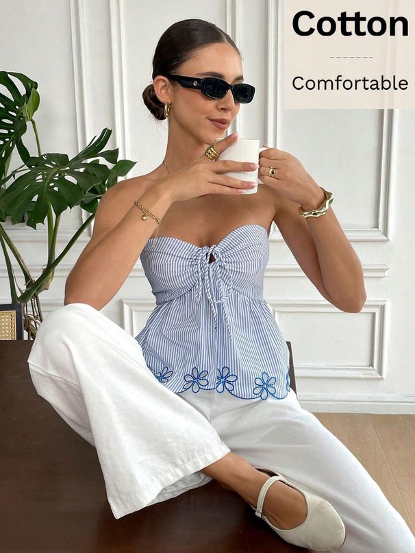 Retro Plaid Strapless Camisole for Women with Adjustable Shoulder Straps Sweet And Spicy Short Top in Stock_ecoleips.com