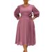 Women's Clothing Fashion Temperament Elegant Solid Color A Line Skirt Large Size Dress_ecoleips.com