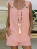 Women's Solid Color Sleeveless Shorts Set, Elegant Round Neck Two-Piece Outfit For Work & Casual_ecoleips.com