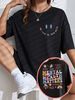 Mental Health Matters Women's Tee - Positive Graphic, Casual Black Oversized Top_ecoleips.com