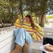 Women's Clothing Fashion Retro Color Block Cozy Oversized Batwing Sleeve Sweater - Retro Color Block Knit Pullover For Women, Autumn Winter Fashion_ecoleips.com