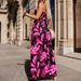 New Spring Floral Print Loose A-Line Long Dress Womens Sexy V Neck Hollow Out Party Dress Summer Sleeveless Bohemian Beach Dress_ecoleips.com